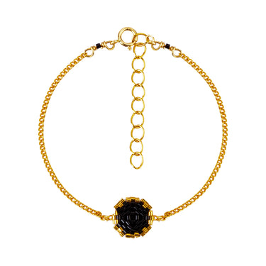 Pulsera Diamantes 1 Redondo Dorado Ajustable Negro